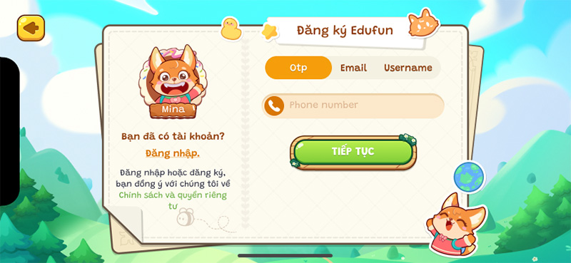 Đăng ký tài khoản Edufun