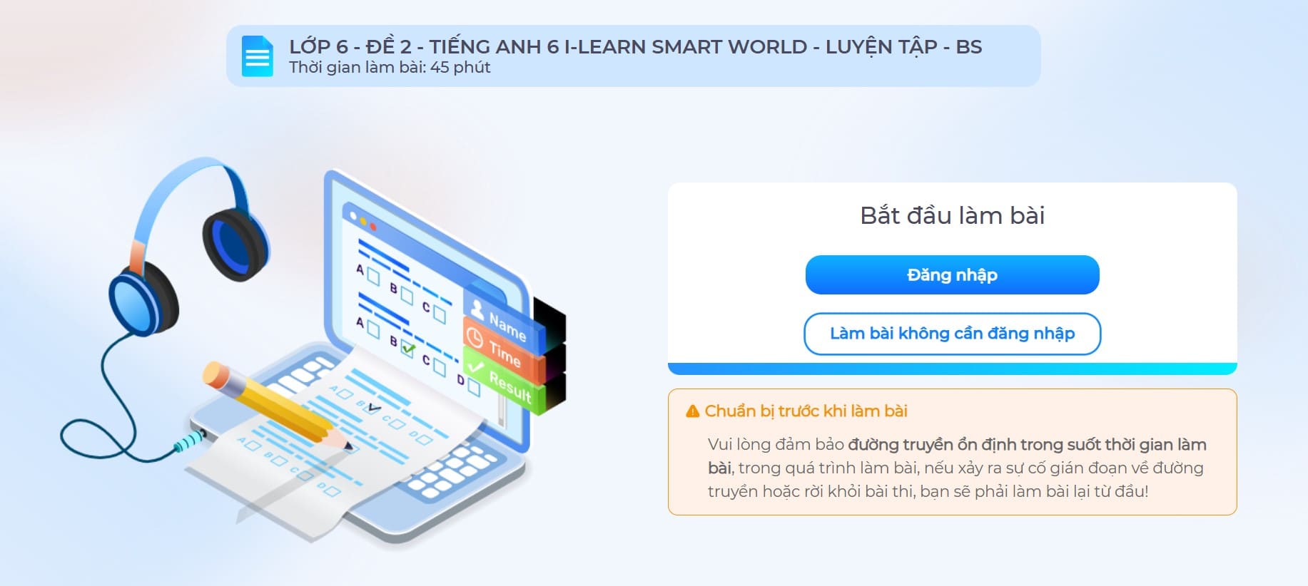 Đề thi thử học kỳ 1 - Tiếng Anh 6 i-Learn Smart World