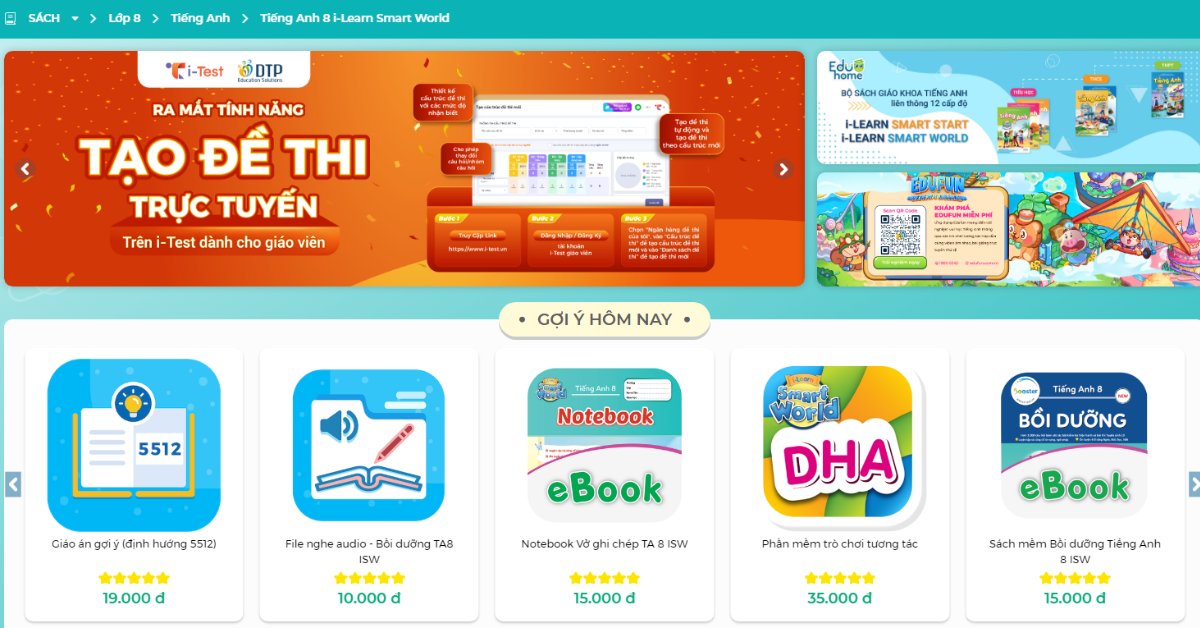 Tài nguyên số tiếng Anh 8 i-Learn Smart World dành cho học sinh