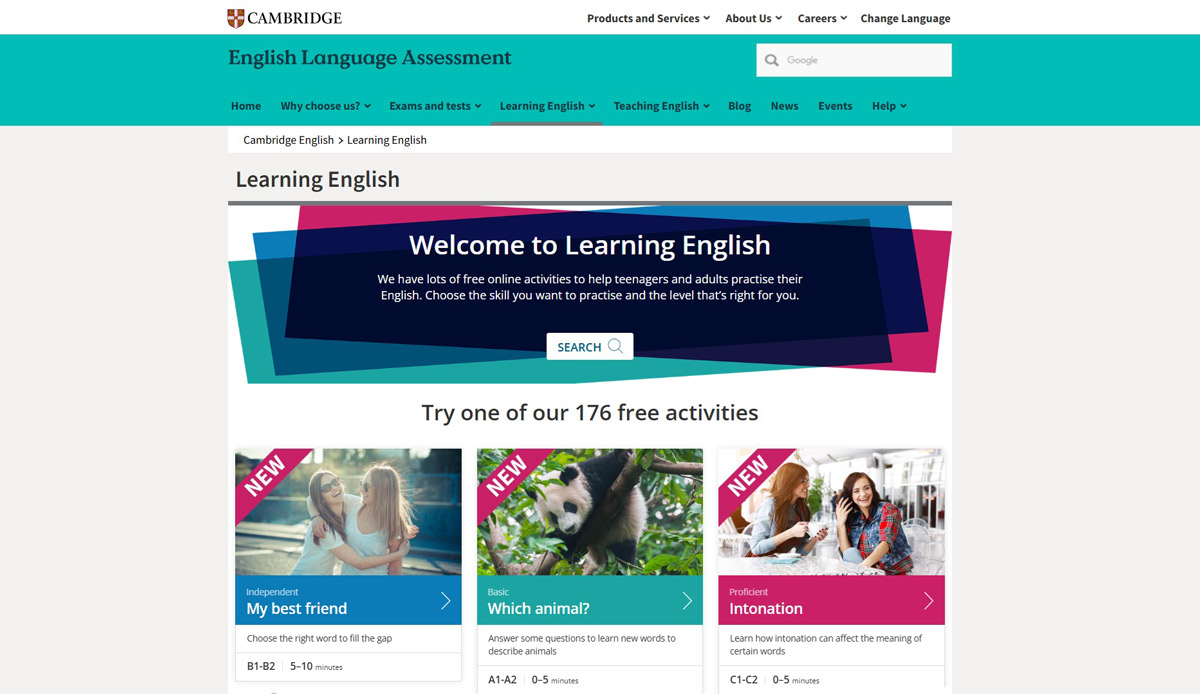 Cambridge English - Website tự học tiếng Anh uy tín và chất lượng hàng đầu