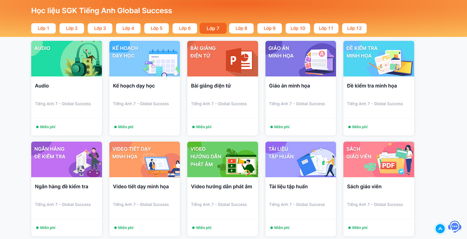 Học liệu SGK Tiếng Anh 7 Global Success