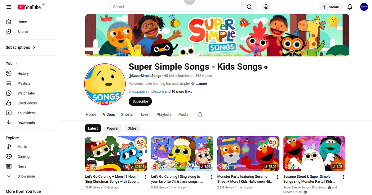 Super Simple Songs - Kids Songs Super Simple Songs - Kênh YouTube học tiếng Anh cho bé mầm non